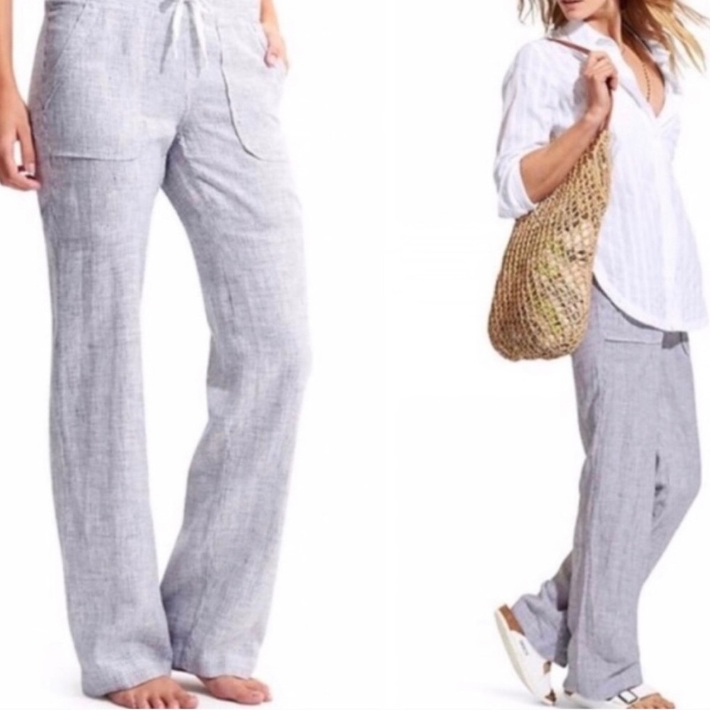 Athleta Striped Cabo Linen Wide Leg Pants - 4